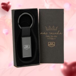 CH-00728 - Chaveiro Em Metal/Pu - Cinza/Preto