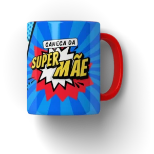 MAE01 - Caneca Super Mãe Cartoon - Vermelha